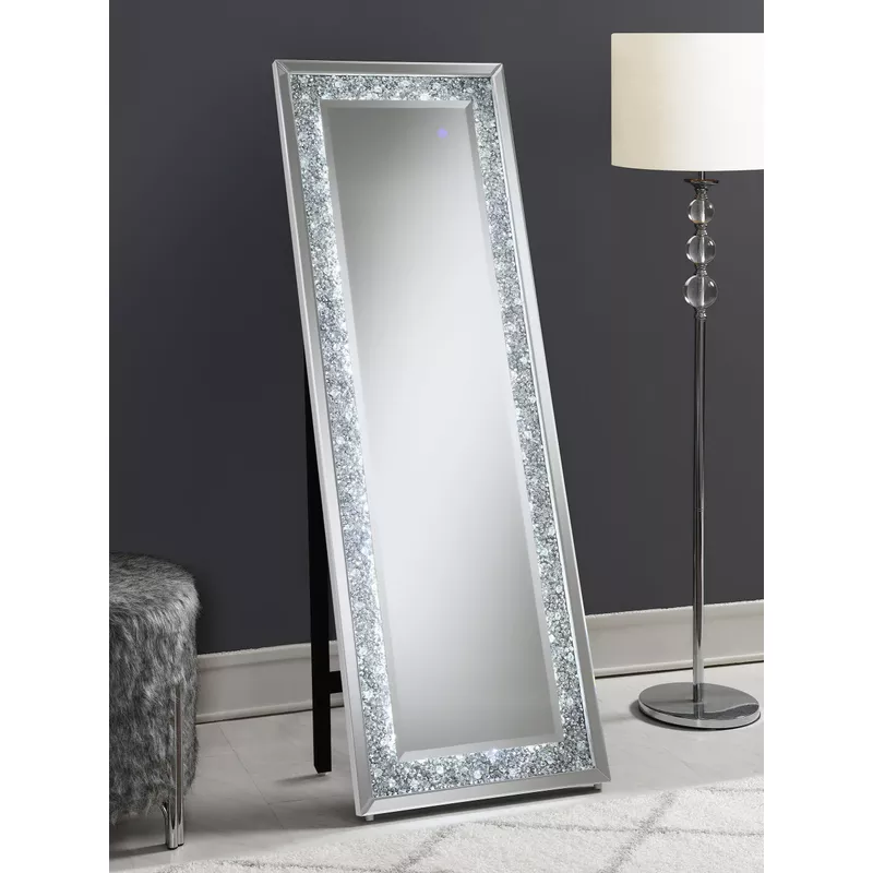 Carisi Rectangular Standing Mirror with LED Lighting Silver