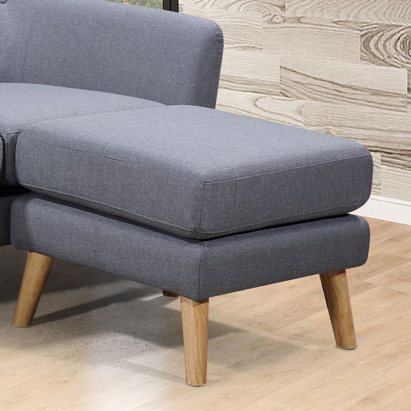 Mason Mid Century Modern Upholstered Living Room Reversible Ottoman Sectional - Beige