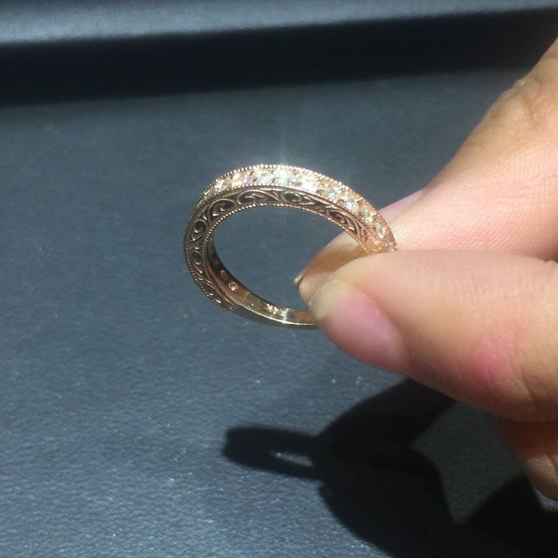 14k Rose Gold 1/2ct TDW Hand Engraved Vintage Style Diamond Band Ring - 6