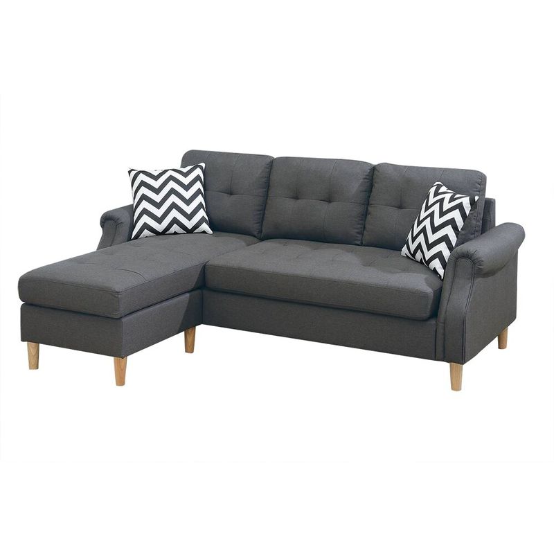 Reversible Sectional With 2 Accent Pillows - Dark Coffee