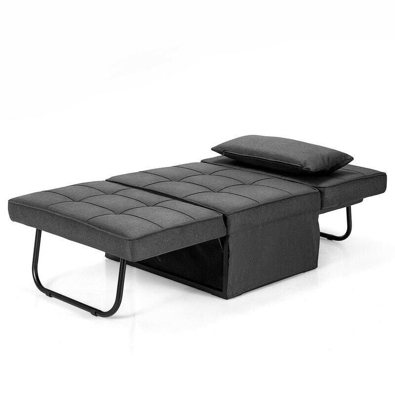 Zenova 4-1 Adjustable Sofa Sleeper with Ottoman - dark grey