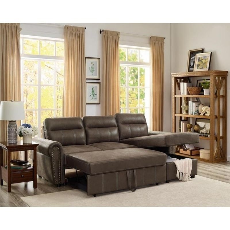 Copper Grove Bron Microfiber Reversible Sleeper Sectional Sofa - Right Facing