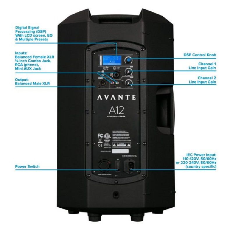 Avante AVAA12 A12 12" 2 Way Active PA Speaker with DSP