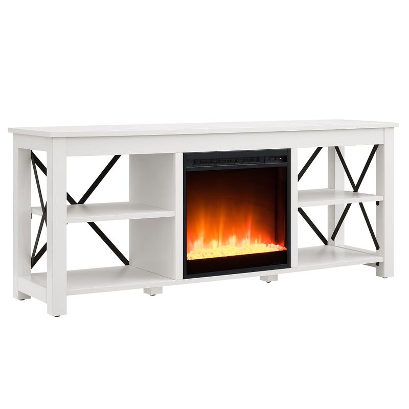 Sawyer TV Stand with Crystal Fireplace Insert - Black
