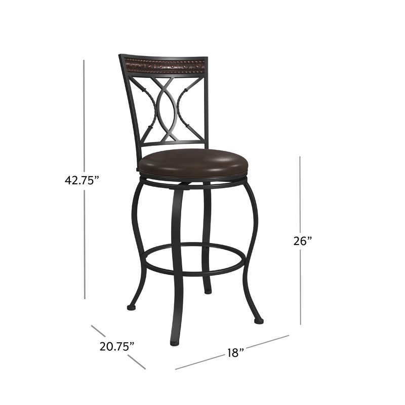 Hillsdale Furniture Kirkham Metal Counter Height Stool, Black Silver - 42.75H x 18W x 20.75D; Seat Height: 26H - Black Silver - Counter...