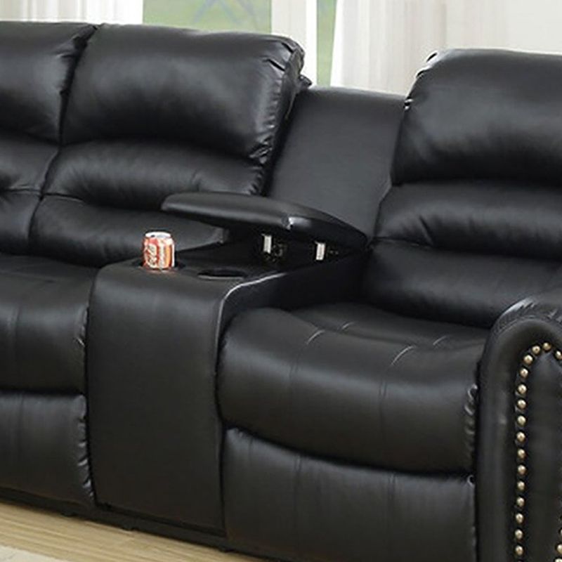 Bonded Leather Motion Sectional - Black