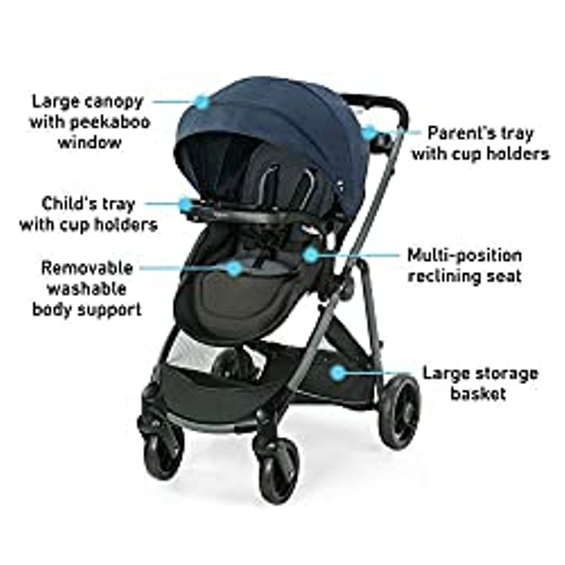 Graco Modes Element LX Travel System | Includes Baby Stroller with Reversible Seat, Extra Storage, Child Tray, One Hand Fold and...