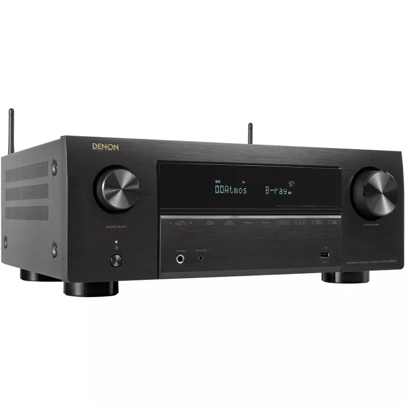 Denon - AVR-X2800H (95W X 7) 7.2-Ch. with HEOS and Dolby Atmos 8K Ultra HD HDR Compatible AV Home Theater Receiver with Alexa - Black