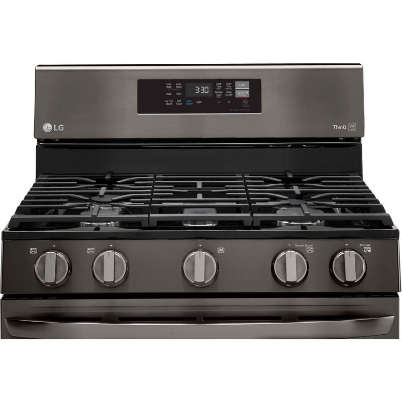 LG 5.8-Cu. Ft. Gas Convection Smart Range with AirFry, Black Stainless Steel
