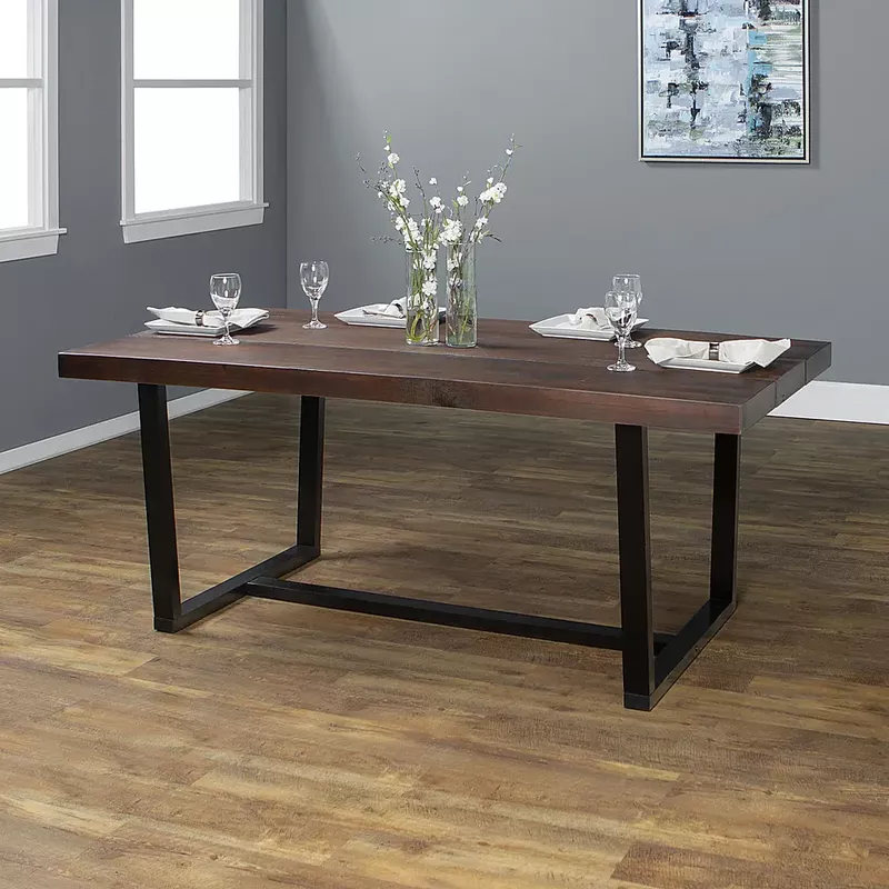 Rent to own Walker Edison - 72" Rectangular Solid Pine Wood Dining ...