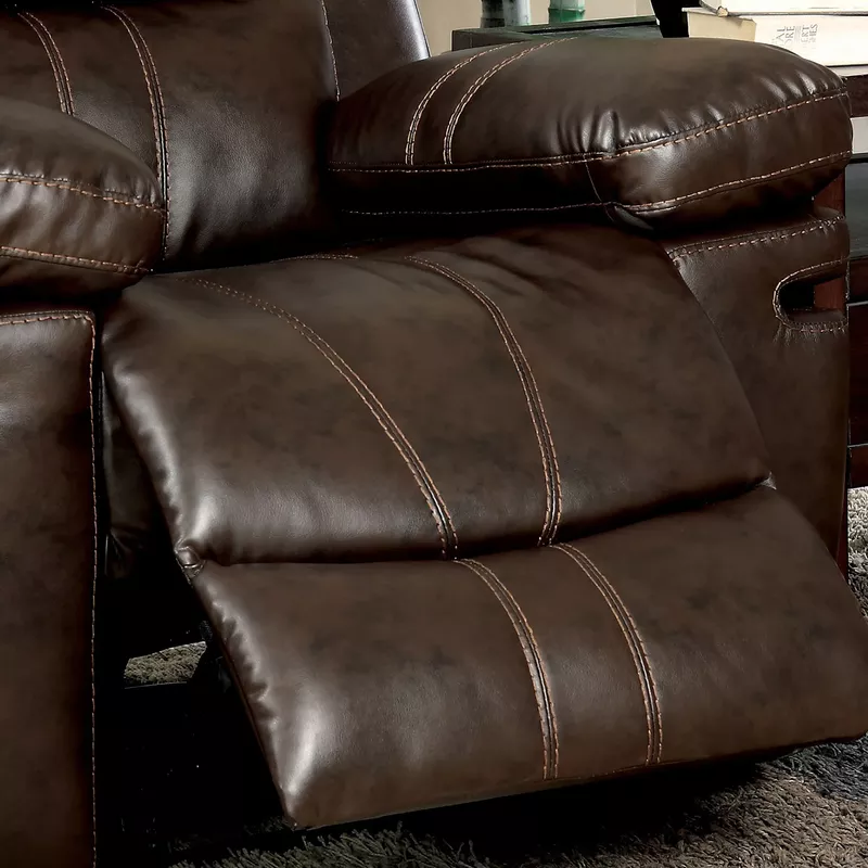 Transitional Faux Leather Recliner in Brown