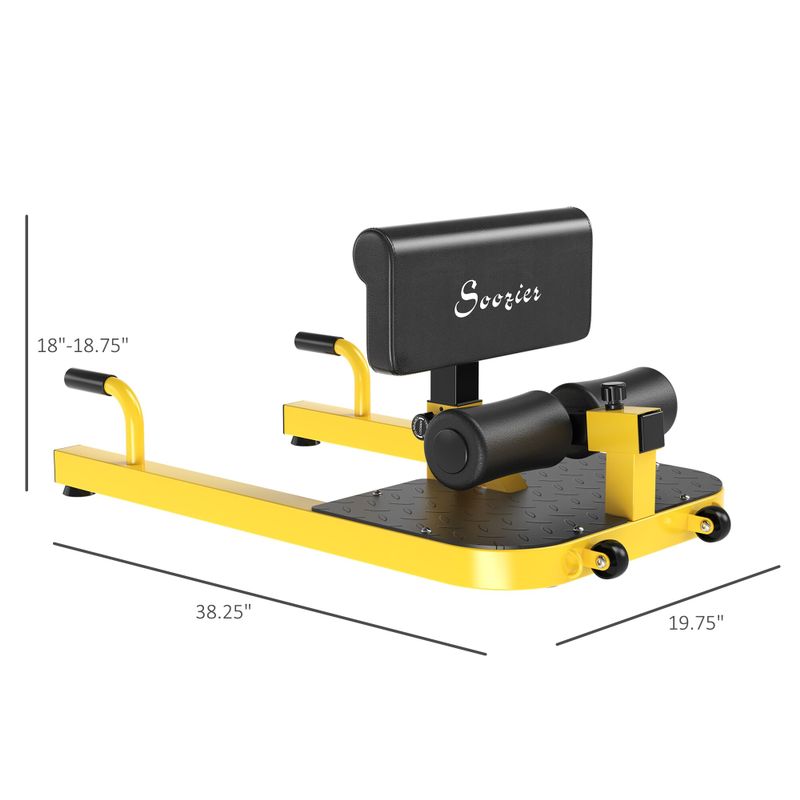 Soozier 3-in-1 Padded Push Up Sit Up Deep Sissy Squat Machine Home Gym Fitness Equipment, Yellow - Yellow