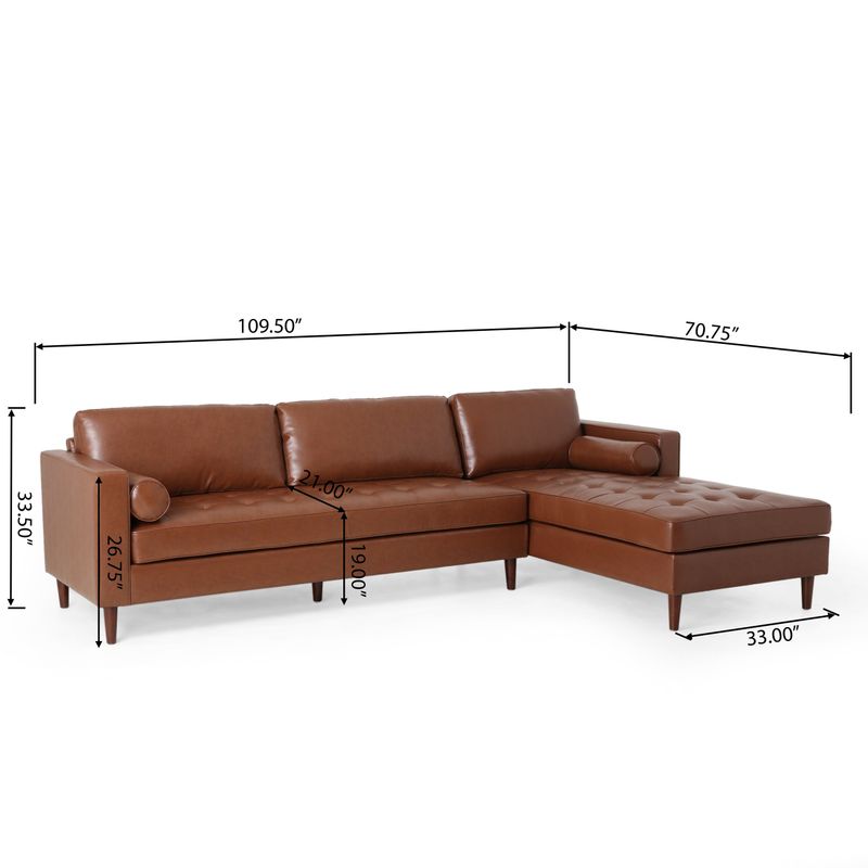 Malinta Contemporary Tufted Upholstered Chaise Sectional by Christopher Knight Home - 109.50" L x 70.75" W x 33.50" H - Dark Brown +...
