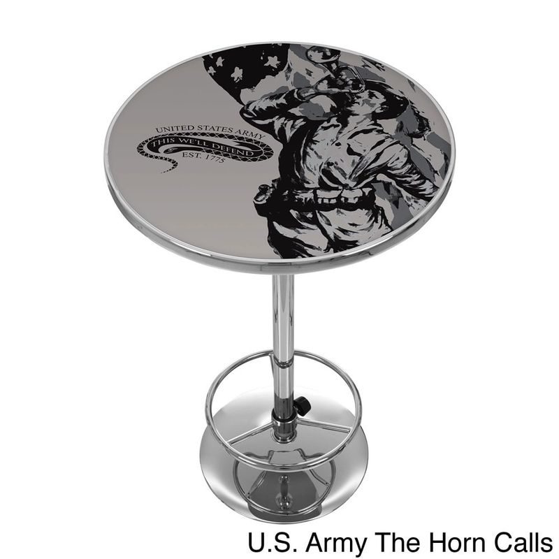 U.S Army Chrome Adjustable Height Pub Table - U.S. Army Camo Chrome Pub Table