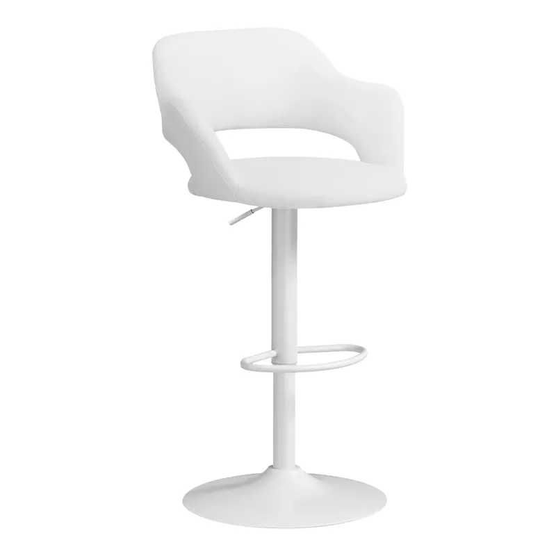 Bar Stool/ Swivel/ Bar Height/ Adjustable/ Metal/ Pu Leather Look/ White/ Contemporary/ Modern