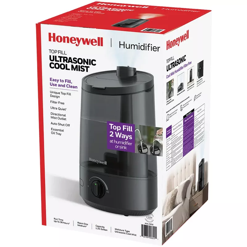 Honeywell - Top Fill Ultrasonic Cool Mist Humidifier - Black