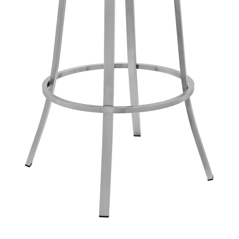 Valerie 30" Bar Height Swivel Modern Faux Leather Bar and Counter Stool in Brushed Stainless Steel Finish