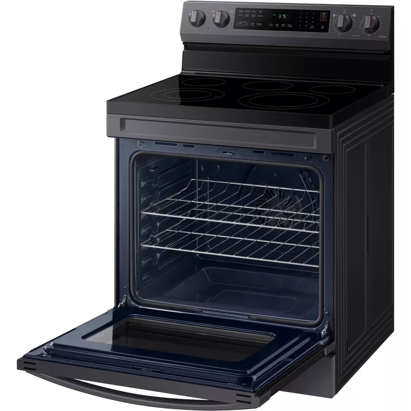 Samsung 6.3-Cu. Ft. Smart Freestanding Electric Range with No-Preheat Air Fry and Convection, Brushed Black