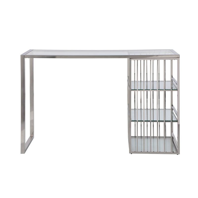 Somette Modern Stainless Steel & Glass Bar - N/A - Stainless Steel - Silver