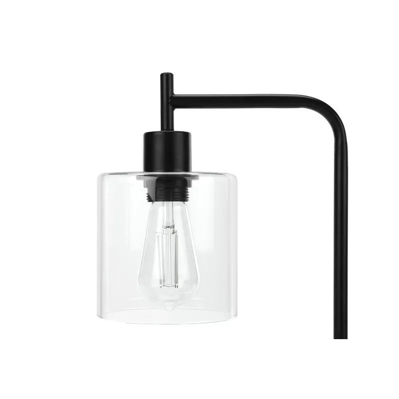 Lighting - 20"H Table Lamp Black Metal/Glass Shade/Sub