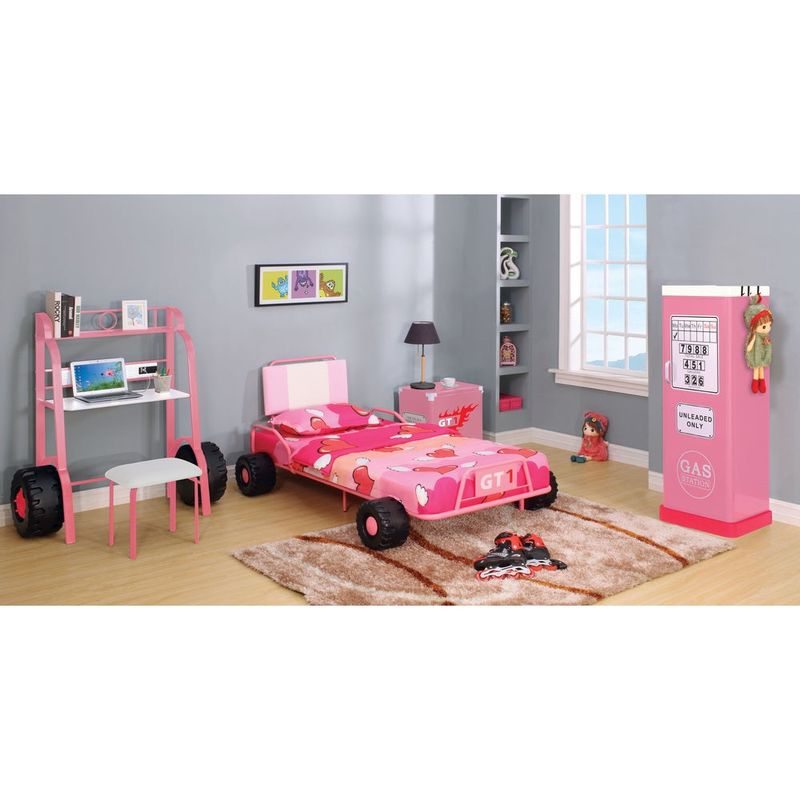 Furniture of America Feln Pink 2-piece Racing Writing Desk Set - Pink