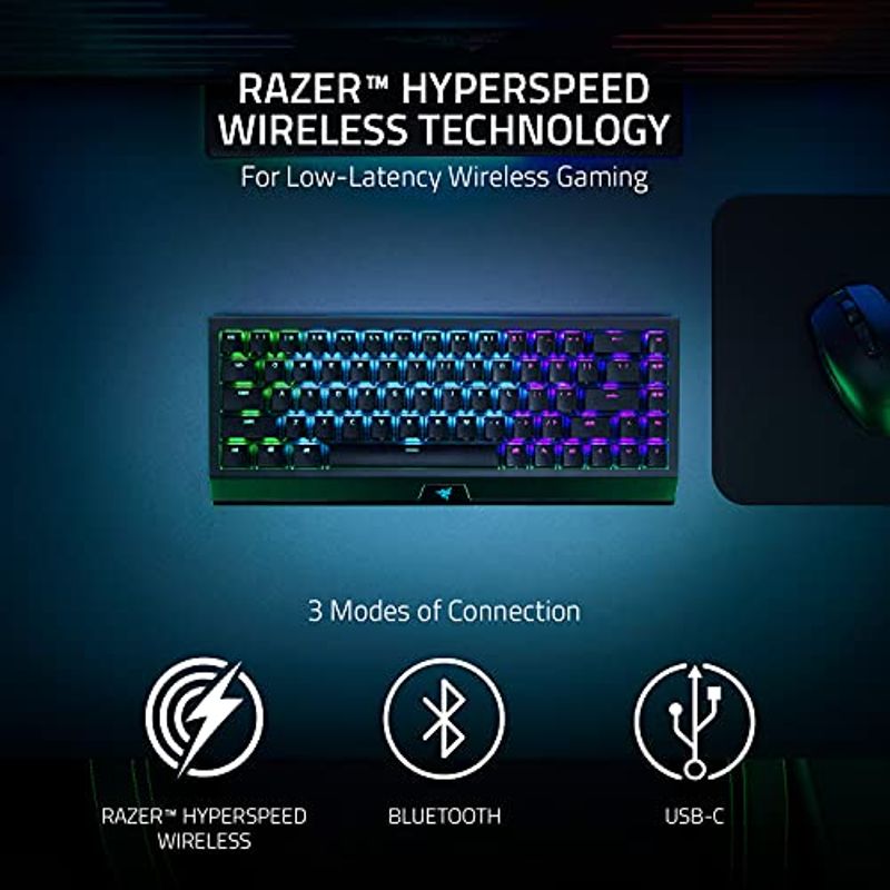 Razer BlackWidow V3 Mini HyperSpeed 65% Wireless Mechanical Gaming Keyboard: HyperSpeed Wireless Technology -Yellow Mechanical...