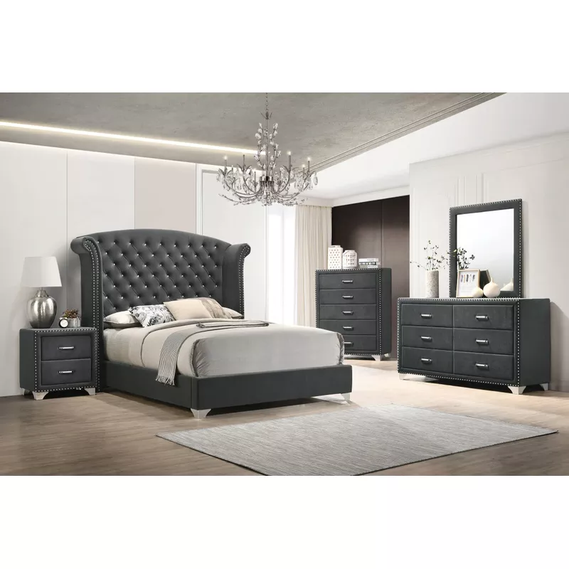 Melody 6-drawer Upholstered Dresser Grey