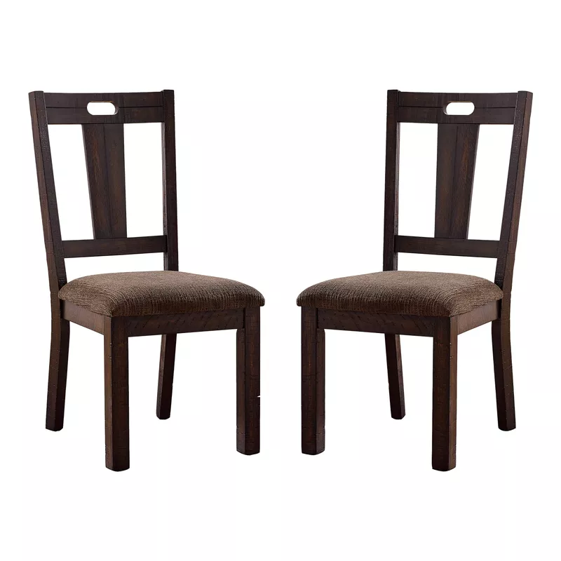 Rustic Solid Wood Padded Side Chairs in Walnut/Ash Brown (Set of 2)