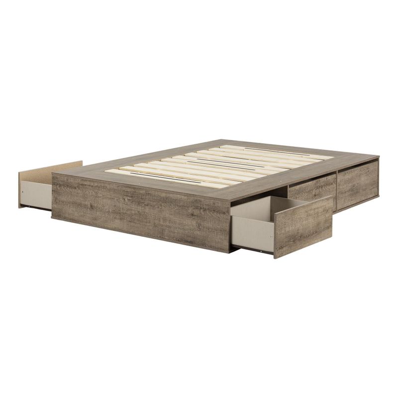 South Shore Fusion 6-Drawer Platform bed - Weathered Oak
