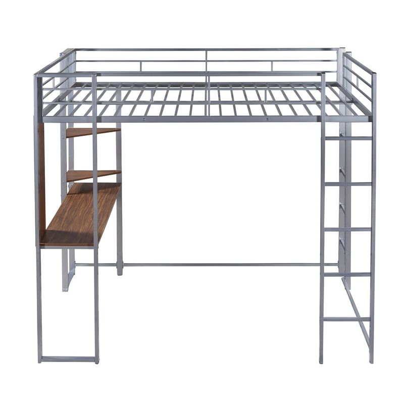 Merax Metal Full Size Loft Bed with Desk - Black