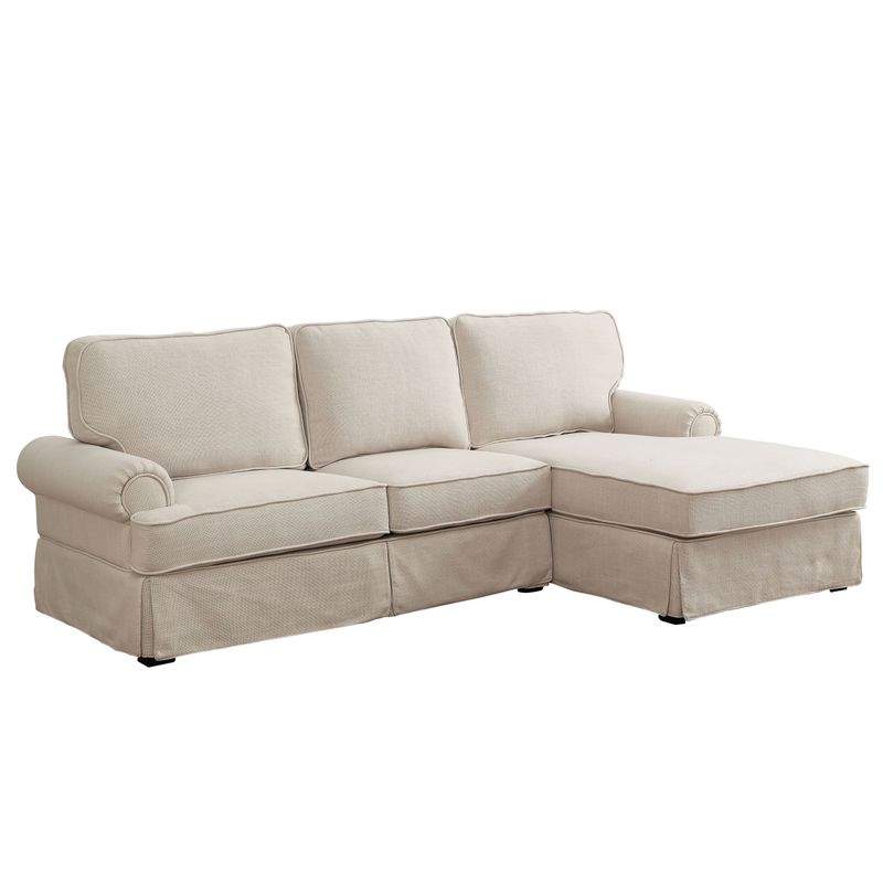 Furniture of America Sofie Transitional Rolled Arm Skirted L-Shaped Sectional - Grey