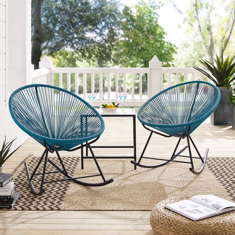 Corvus Sarcelles Modern Wicker Patio Rocking Chairs (Set of 2) - Detail 2