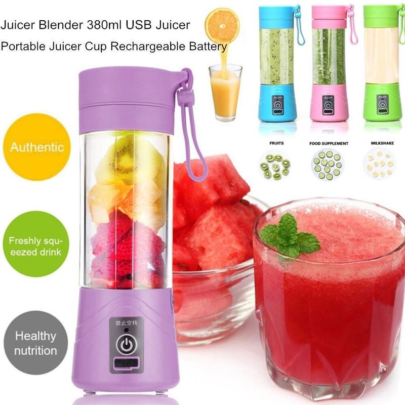 380ml Mini Fruit Juice Extractor Portable Blender USB Rechargeable - Green