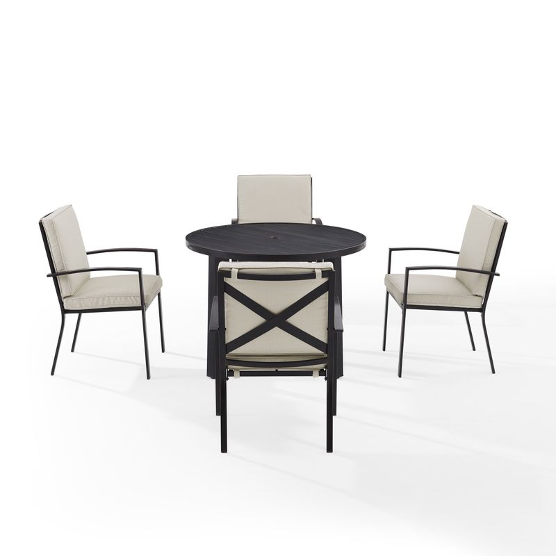 Kaplan 5Pc Outdoor Metal Round Dining Set- Table & 4 Chairs - Mist