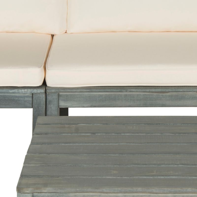 Safavieh Outdoor Living Lynwood Modular Ash Grey Acacia Wood 4-piece Beige Cushion Sectional Set - PAT6713C