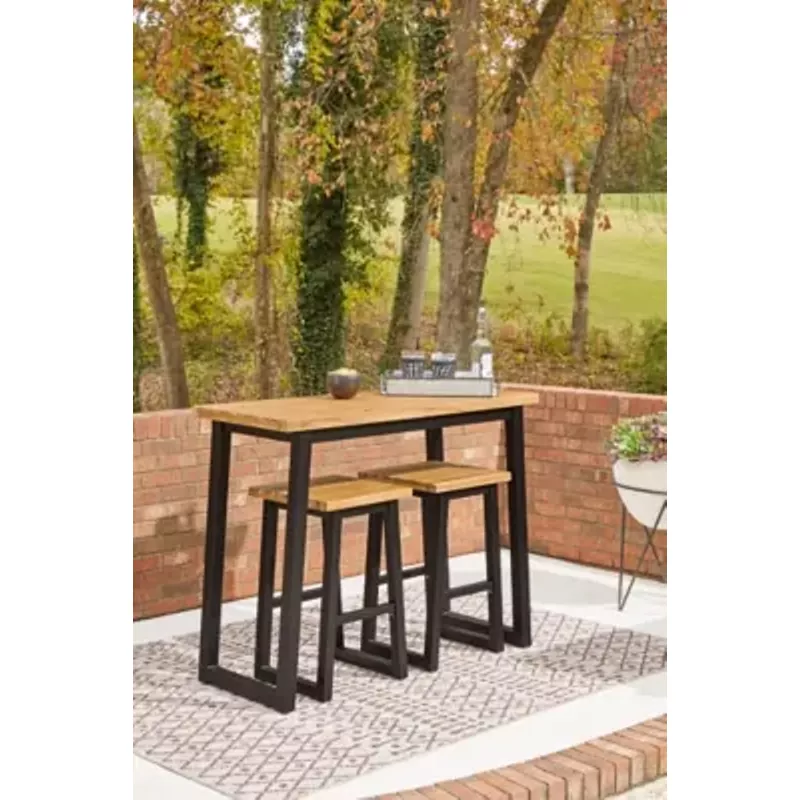 Brown/Black Town Wood Counter Table Set (3/CN)