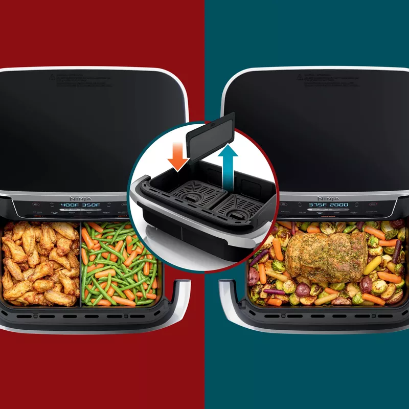 Ninja - Foodi DualZone FlexBasket Air Fryer with 7-qt MegaZone - Black