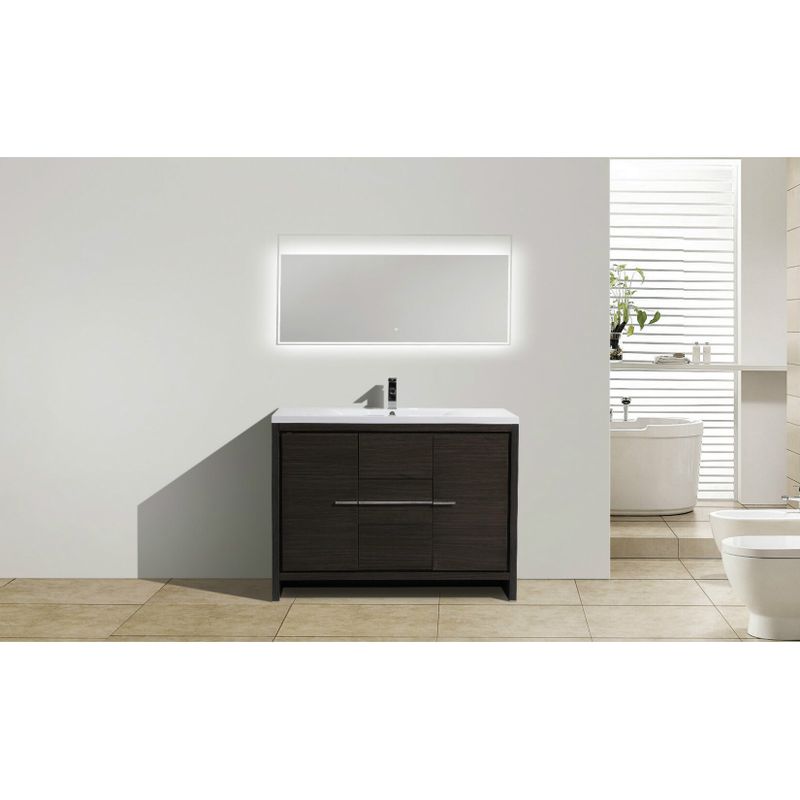Moreno Bath MOD 48 Inch Free Standing Modern Bathroom Vanity with Reinforced Acrylic Sink - high gloss ash grey
