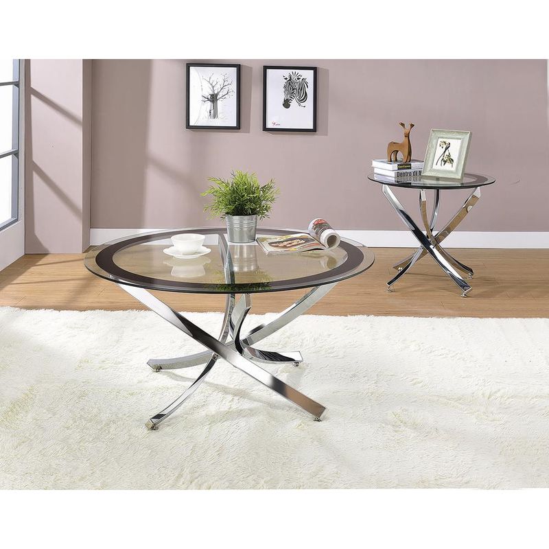 Glass Top Coffee Table Chrome and Black