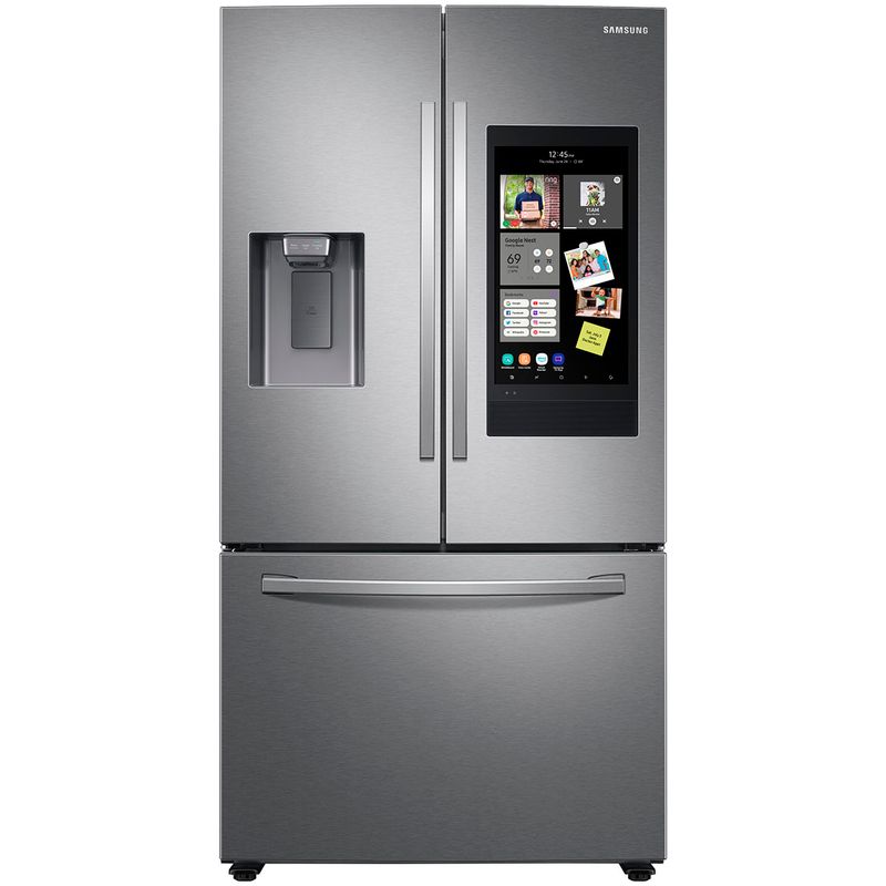 Front Zoom. Samsung - 26.5 cu. ft. Large Capacity 3-Door French Door Refrigerator with Family Hub and External Water & Ice Dispenser - Stain