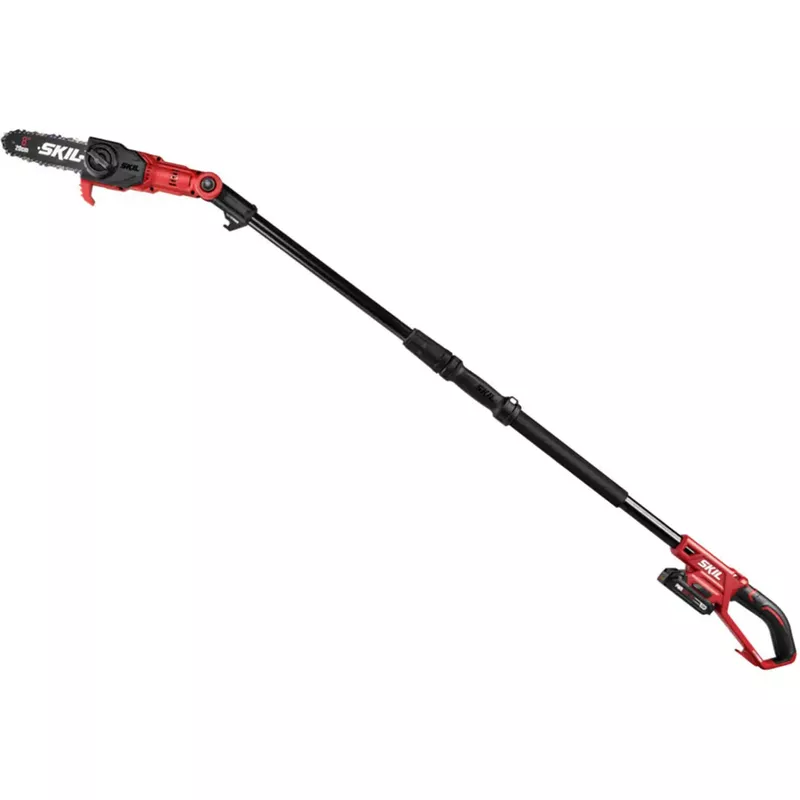 Skil - PWR CORE 20 20-Volt 8-Inch Cordless Pole Saw with 10 foot reach (1 x Battery and 1 x Charger) - Red/black