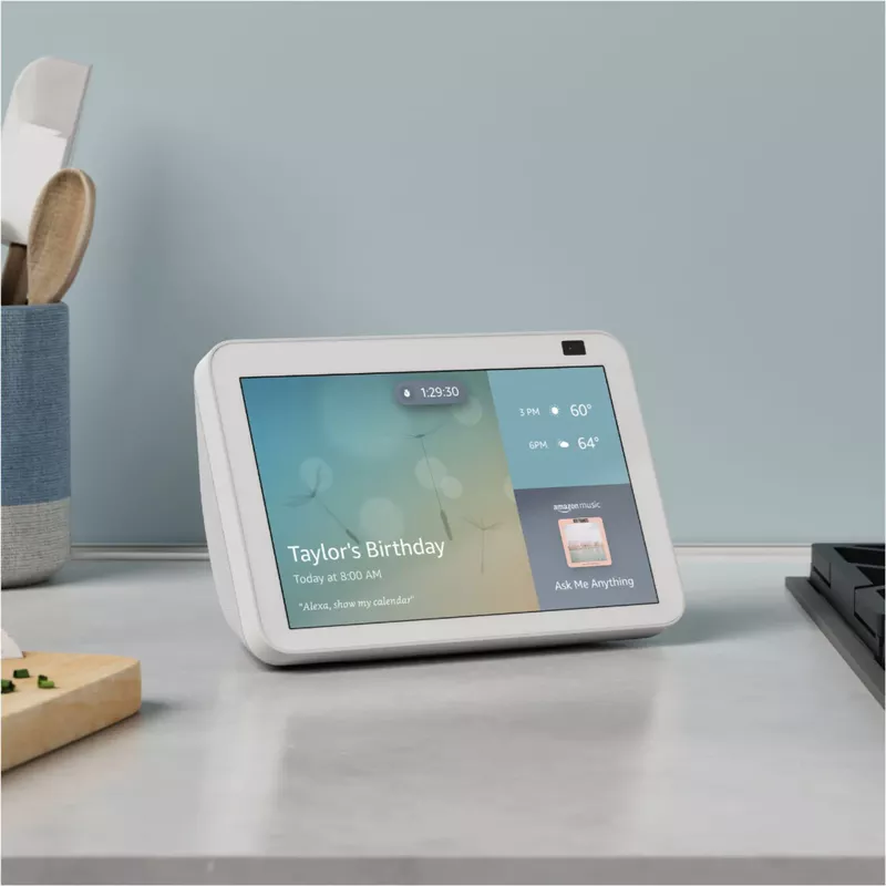 Amazon - Echo Show 8 (2nd Gen, 2021 release) | HD smart display with Alexa and 13 MP camera - Glacier White