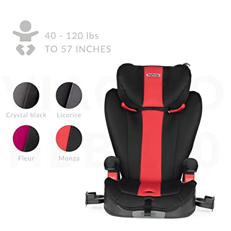 Viaggio HBB 120 - Booster Car Seat - for Children from 40 to 120 lbs - Made in Italy - Monza (Black/Red)