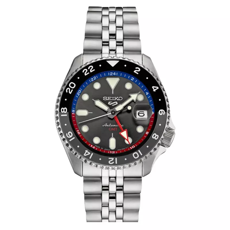 Seiko 5 Sports Automatic GMT Watch - Stainless Steel/Gray Dial