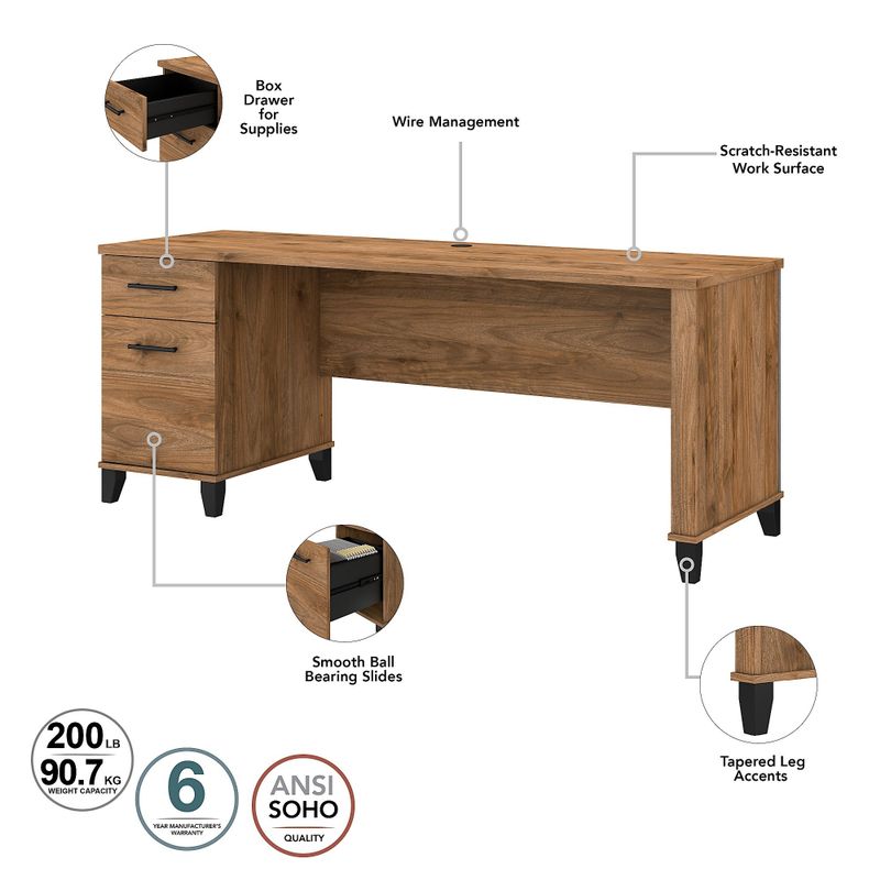 Somerset 72W Sit to Stand L-Desk with Hutch and Bookcase in Ash Gray - Maple Cross