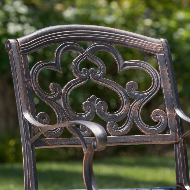 Austin Outdoor Cast Aluminum Dining Chair (Set of 2) by Christopher Knight Home - Shiny Copper