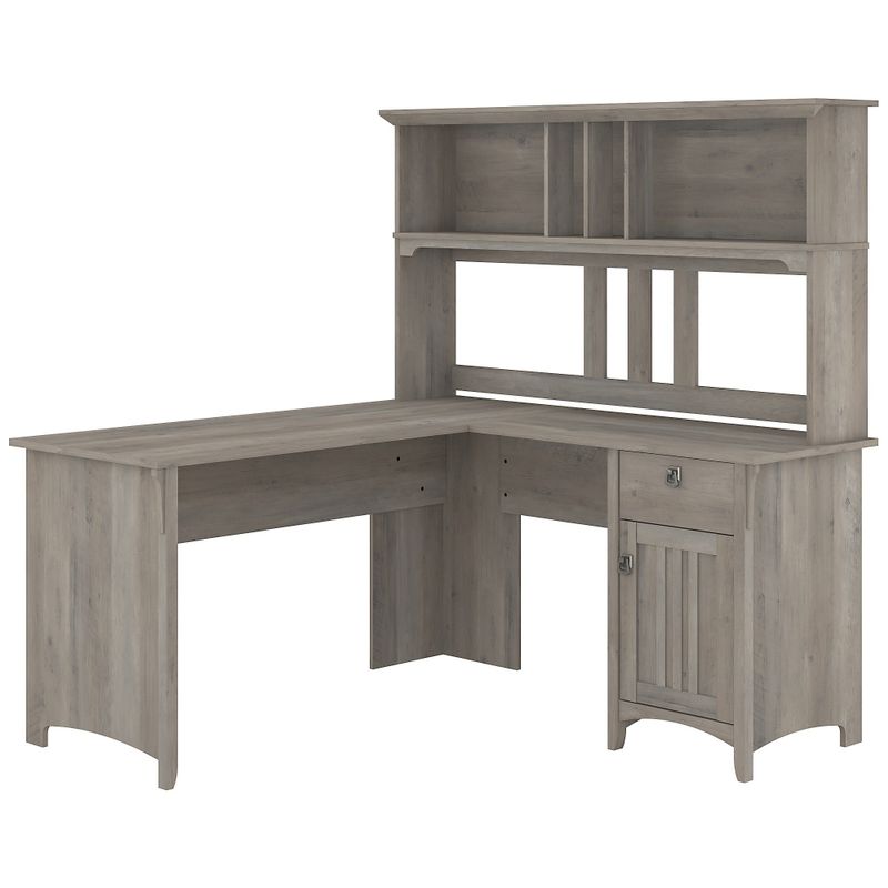 Salinas L-shaped Desk with Hutch by Bush Furniture - Reclaimed Pine