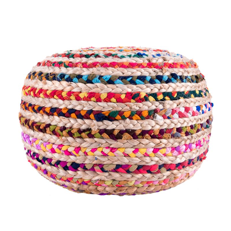 nuLOOM Hand Knitted Jute Twisted Casual Living Disco Cables Pouf - Multi