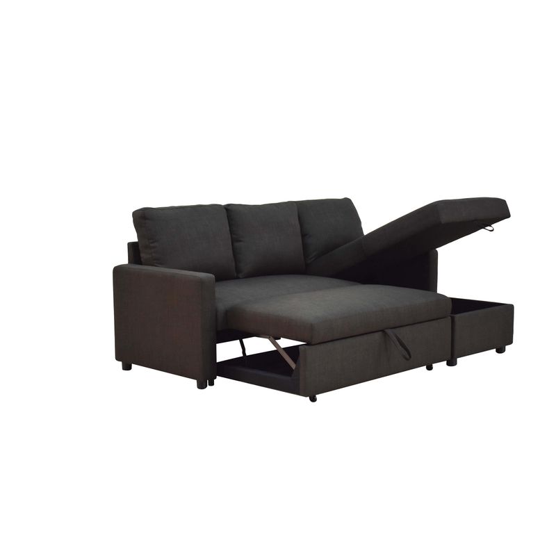 Rent to own ACME Hiltons Sectional Sofa with Sleeper in Charcoal Linen