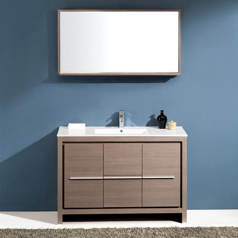 Fresca Allier 48-inch Grey Oak Modern Bathroom Vanity with Mirror - Gray Oak
